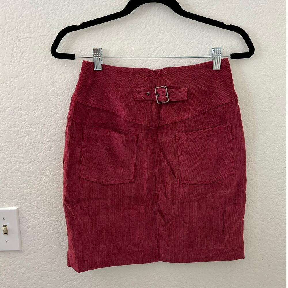 Rebecca Minkoff Brielle Red Corduroy Pocket Button Pencil Skirt Size 0 XS - Picture 3 of 11